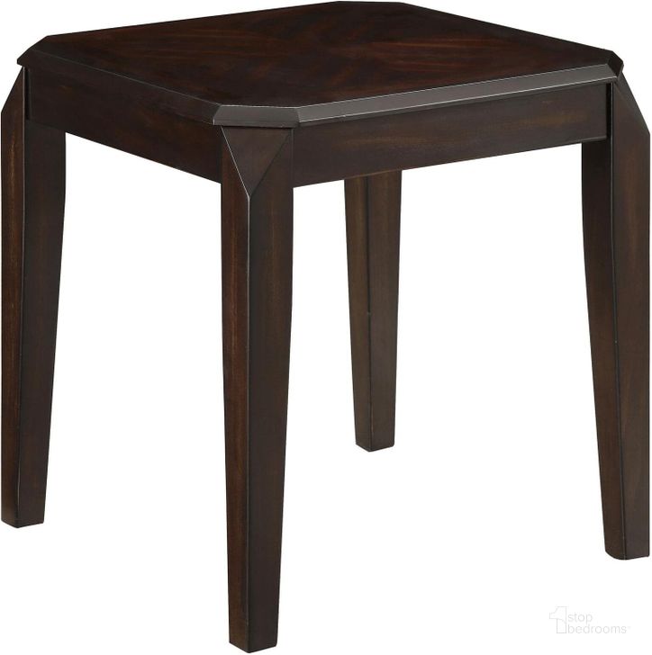The appearance of Barrik Brown End Table 0qd2319307 designed by Versailles Home in the traditional interior design. This brown piece of furniture  was selected by 1StopBedrooms from Barrik Collection to add a touch of cosiness and style into your home. Sku: 721047. Table Top Shape: Square. Material: Wood. Product Type: End Table. Image1