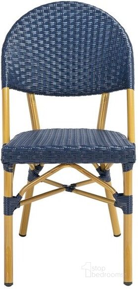 The appearance of Barrow Indoor-Outdoor Side Chair in Navy designed by Safavieh in the coastal interior design. This navy piece of furniture  was selected by 1StopBedrooms from Barrow Collection to add a touch of cosiness and style into your home. Sku: FOX5203D-SET2. Material: Rattan. Product Type: Outdoor Dining Chair. Image1