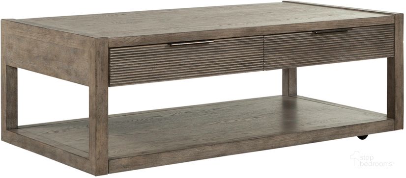 The appearance of Bartlett Field Cocktail Table In Gray designed by Liberty in the modern / contemporary interior design. This gray piece of furniture  was selected by 1StopBedrooms from Bartlett Field Collection to add a touch of cosiness and style into your home. Sku: 798-OT1010. Product Type: Cocktail Table. Material: Rubberwood. Image1