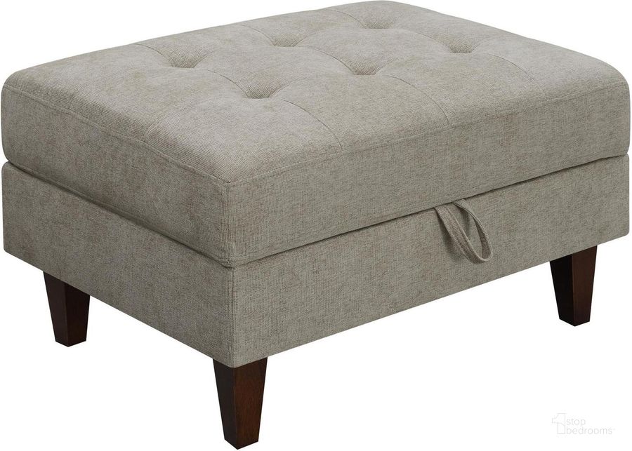 The appearance of Barton Upholstered Tufted Ottoman In Toast and Brown designed by Coaster in the modern / contemporary interior design. This toast/brown piece of furniture  was selected by 1StopBedrooms from Barton Collection to add a touch of cosiness and style into your home. Sku: 509797. Material: Upholstered. Product Type: Ottoman. Image1