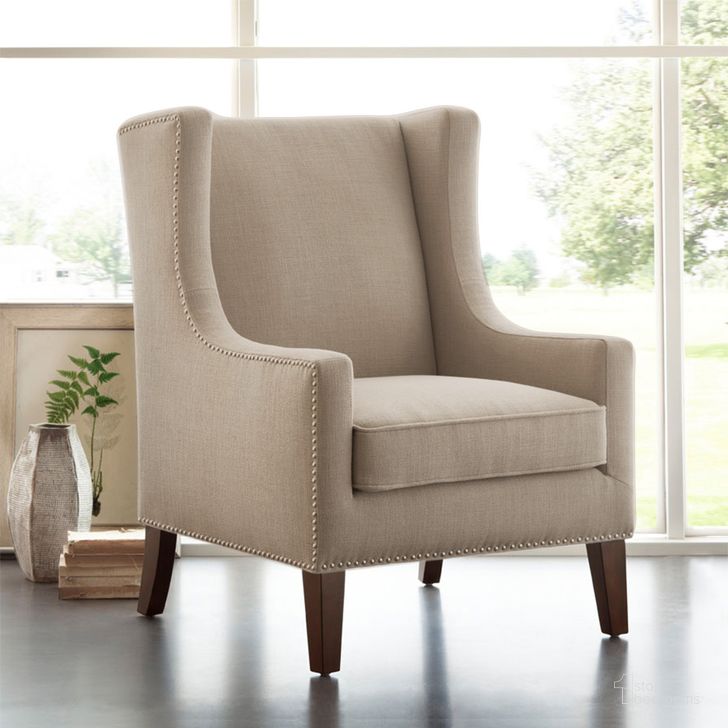 The appearance of Barton Wing Chair In Linen designed by Olliix in the modern / contemporary interior design. This linen piece of furniture  was selected by 1StopBedrooms from Barton Collection to add a touch of cosiness and style into your home. Sku: FPF18-0078. Material: Wood. Product Type: Accent Chair. Image1