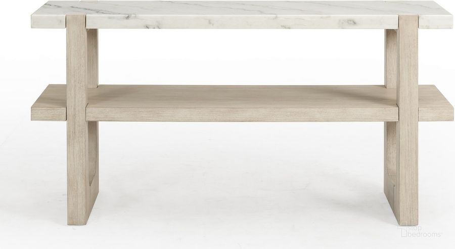The appearance of Bassett Mirror Newport Sunbleached Ash Bianco Marble Console Table designed by Bassett Mirror Company in the modern / contemporary interior design. This ash piece of furniture  was selected by 1StopBedrooms from Newport Collection to add a touch of cosiness and style into your home. Sku: 6260-LR-400. Material: Marble. Product Type: Console Table. Image1