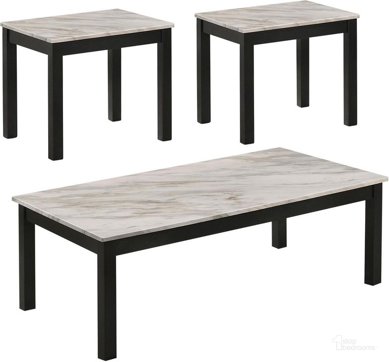 The appearance of Bates Faux Marble 3-Piece Occasional Table Set In White and Black designed by Coaster in the transitional interior design. This white and black piece of furniture  was selected by 1StopBedrooms from Bates Collection to add a touch of cosiness and style into your home. Sku: 723615. Material: Wood. Product Type: Occasional Table Set. Image1