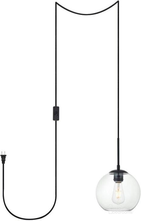 The appearance of Baxter 1 Light Black Plug-In Pendant With Clear Glass LDPG2206BK designed by Elegant Lighting in the transitional interior design. This black piece of furniture  was selected by 1StopBedrooms from Baxter Collection to add a touch of cosiness and style into your home. Sku: LDPG2206BK. Product Type: Pendant Lighting. Material: Iron. Image1