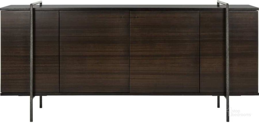 The appearance of Baxton Sideboard In Brown designed by Safavieh Couture in the modern / contemporary interior design. This brown piece of furniture  was selected by 1StopBedrooms from Baxton Collection to add a touch of cosiness and style into your home. Sku: SFV6029A. Material: Wood Veneer. Product Type: Buffets, Sideboards and Server. Image1
