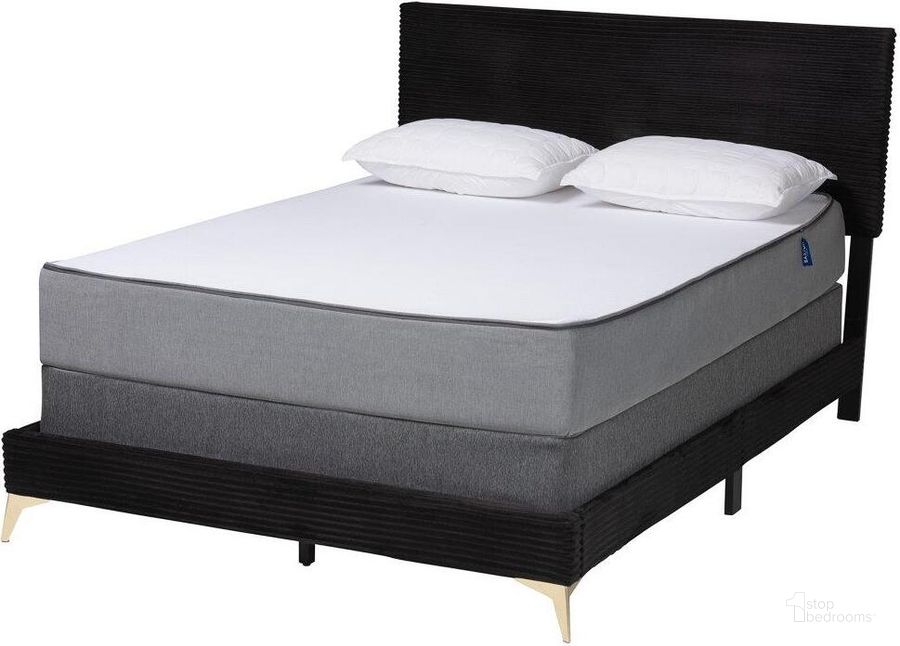 The appearance of Baxton Studio Abberton Modern And Contemporary Black Velvet And Gold Metal Queen Size Panel Bed designed by Baxton Studio in the modern / contemporary interior design. This black and gold piece of furniture  was selected by 1StopBedrooms from Abberton Collection to add a touch of cosiness and style into your home. Sku: Abberton-Black Velvet-Queen. Bed Type: Panel Bed. Product Type: Panel Bed. Bed Size: Queen. Material: Rubberwood. Image1