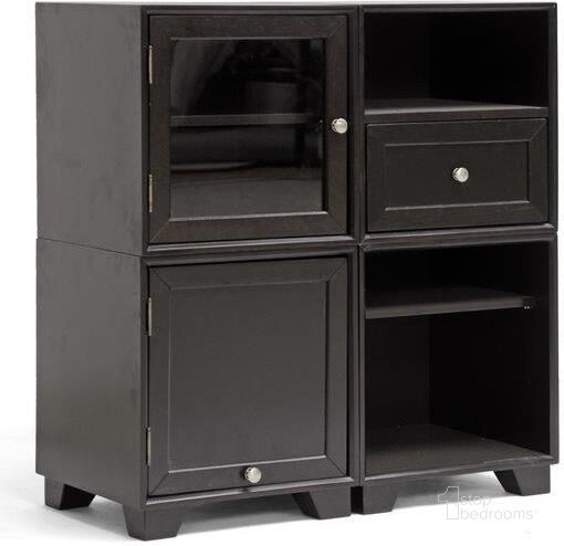 The appearance of Baxton Studio Alaska Dark Brown Modular Storage Cabinet designed by Baxton Studio in the transitional interior design. This dark brown piece of furniture  was selected by 1StopBedrooms from Alaska Collection to add a touch of cosiness and style into your home. Sku: RT244-OCC. Product Type: Bathroom Storage. Material: Rubberwood. Image1
