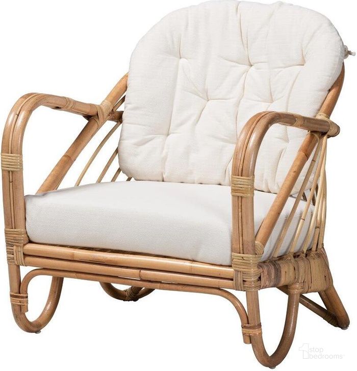 The appearance of Baxton Studio Aliane Modern Bohemian Natural Brown Antique Rattan Arm Chair designed by Baxton Studio in the coastal interior design. This white piece of furniture  was selected by 1StopBedrooms from Aliane Collection to add a touch of cosiness and style into your home. Sku: DC8041-Rattan-CC. Product Type: Living Room Chair. Material: Foam. Image1