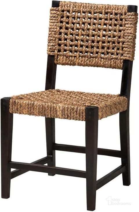 The appearance of Baxton Studio Alise Modern Bohemian Dark Brown Mahogany Wood and Banana Fiber Dining Chair designed by Baxton Studio in the coastal interior design. This dark brown piece of furniture  was selected by 1StopBedrooms from Alise Collection to add a touch of cosiness and style into your home. Sku: Alise-Mahogany-DC. Material: Wood. Product Type: Dining Chair. Image1