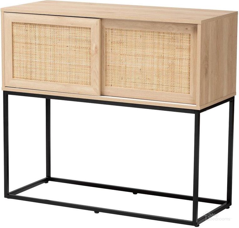 The appearance of Baxton Studio Amelia Mid-Century Modern Transitional Natural Brown Finished Wood and Natural Rattan Sideboard Buffet designed by Baxton Studio in the transitional interior design. This brown/black piece of furniture  was selected by 1StopBedrooms from Amelia Collection to add a touch of cosiness and style into your home. Sku: LCF20003-Rattan/Metal-Sideboard. Product Type: Sideboard. Material: Iron. Image1