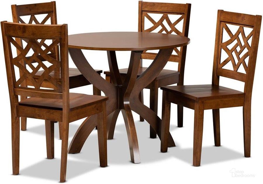 The appearance of Baxton Studio Anila Modern And Contemporary Walnut Brown Finished Wood 5 Piece Dining Set designed by Baxton Studio in the modern / contemporary interior design. This dark brown piece of furniture  was selected by 1StopBedrooms from Anila Collection to add a touch of cosiness and style into your home. Sku: Anila-Walnut-5PC Dining Set. Product Type: Dining Room Set. Material: Rubberwood. Image1