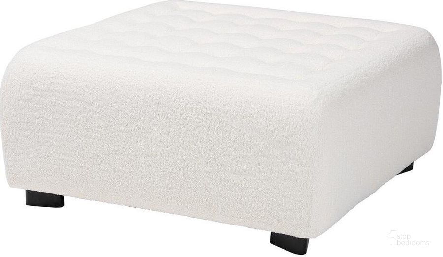 The appearance of Baxton Studio Athena Modern And Contemporary Ivory Boucle Upholstered And Black Finished Wood Square Ottoman designed by Baxton Studio in the modern / contemporary interior design. This ivory piece of furniture  was selected by 1StopBedrooms from Athena Collection to add a touch of cosiness and style into your home. Sku: 2211-Beige-Ottoman. Material: Wood. Product Type: Ottoman. Image1