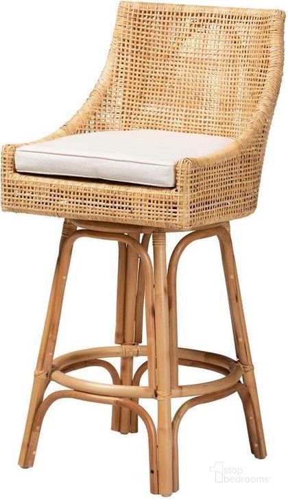 The appearance of Baxton Studio Bella Modern Bohemian Natural Brown Rattan Bar Stool designed by Baxton Studio in the coastal interior design. This white/brown piece of furniture  was selected by 1StopBedrooms from Bella Collection to add a touch of cosiness and style into your home. Sku: Bella-Rattan-BS. Material: Wood. Product Type: Barstool. Image1