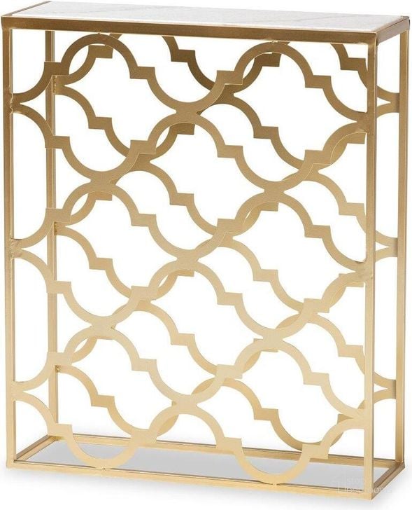 The appearance of Baxton Studio Calanthe Modern and Contemporary Gold Finished Metal Console Table with Marble Tabletop designed by Baxton Studio in the modern / contemporary interior design. This marble piece of furniture  was selected by 1StopBedrooms from Calanthe Collection to add a touch of cosiness and style into your home. Sku: H01-93949-Metal/Marble-Console. Material: Metal. Product Type: Console Table. Image1