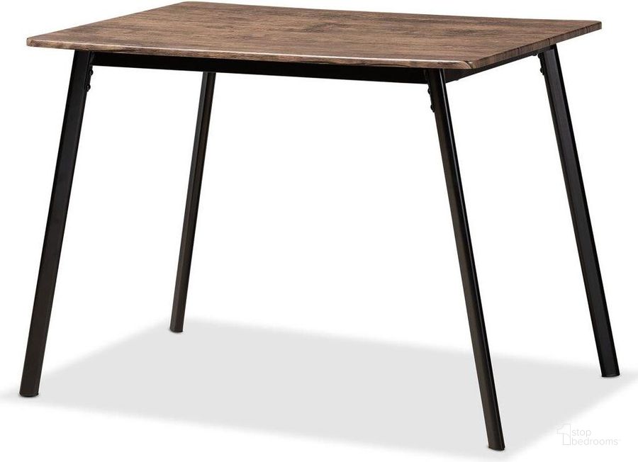 The appearance of Baxton Studio Calder Mid-Century Modern Walnut Brown Finished Wood and Black Metal Dining Table designed by Baxton Studio in the transitional interior design. This black and brown piece of furniture  was selected by 1StopBedrooms from Calder Collection to add a touch of cosiness and style into your home. Sku: D01178ST-Dining Table. Table Base Style: Legs. Product Type: Dining Table. Material: MDF. Table Top Shape: Rectangular. Size: 39". Image1