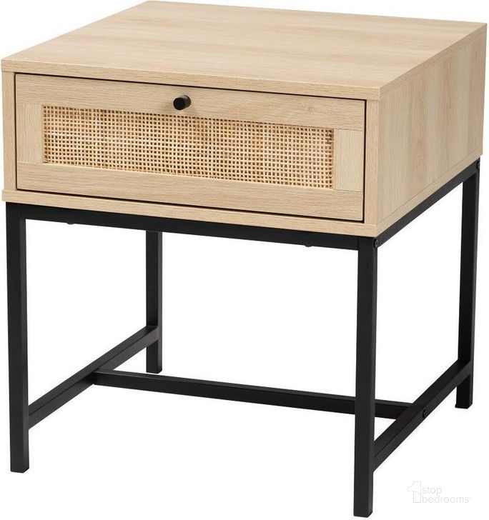 The appearance of Baxton Studio Caterina Mid-Century Modern Transitional Natural Brown Finished Wood And Natural Rattan 1-Drawer Nightstand designed by Baxton Studio in the coastal interior design. This brown piece of furniture  was selected by 1StopBedrooms from Caterina Collection to add a touch of cosiness and style into your home. Sku: WES-003-Natural/Black-NS. Material: Wood. Product Type: Nightstand. Image1
