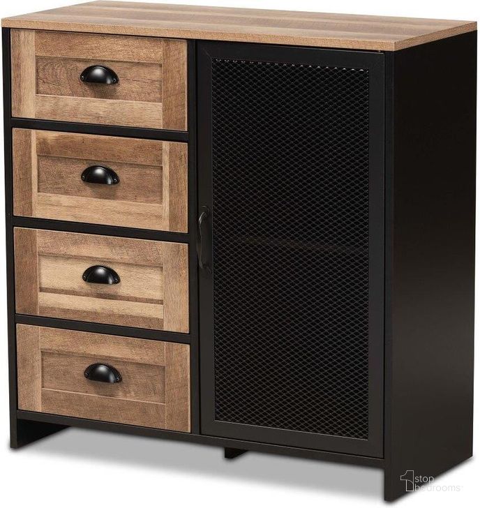 The appearance of Baxton Studio Connell Modern And Contemporary Industrial Two-Tone Natural Brown And Black Finished Wood And Black Metal Sideboard Buffet designed by Baxton Studio in the industrial interior design. This black piece of furniture  was selected by 1StopBedrooms from Connell Collection to add a touch of cosiness and style into your home. Sku: LOR-003-Natural/Black. Material: MDF. Product Type: Buffets, Sideboards and Server. Image1