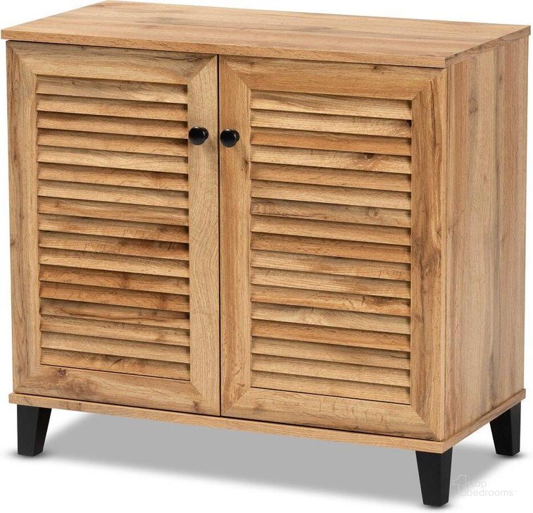 The appearance of Baxton Studio Coolidge Modern and Contemporary Oak Brown Finished Wood 2 Door Shoe Storage Cabinet designed by Baxton Studio in the modern / contemporary interior design. This oak brown piece of furniture  was selected by 1StopBedrooms from Coolidge Collection to add a touch of cosiness and style into your home. Sku: FP-01LV-Wotan Oak. Material: Wood. Product Type: Shoe Cabinet. Image1