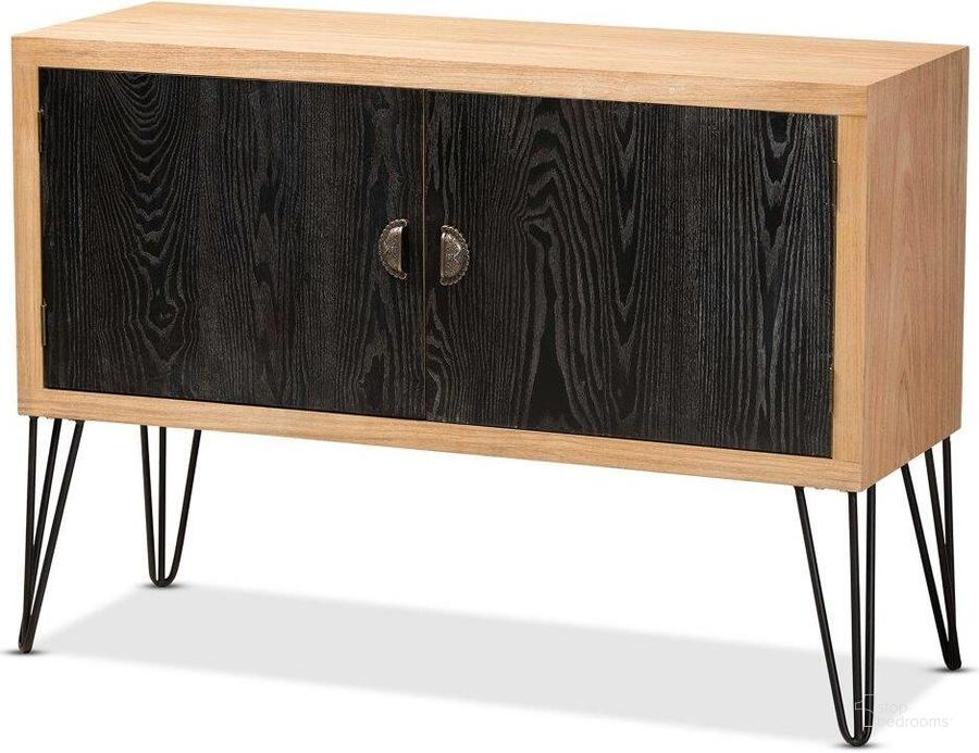 The appearance of Baxton Studio Denali Modern And Contemporary Two Tone Walnut Brown And Black Finished Wood And Metal Storage Cabinet designed by Baxton Studio in the modern / contemporary interior design. This walnut and black piece of furniture  was selected by 1StopBedrooms from Denali Collection to add a touch of cosiness and style into your home. Sku: JY20A174-Black/Walnut-Cabinet. Product Type: Storage Cabinet. Material: MDF. Image1