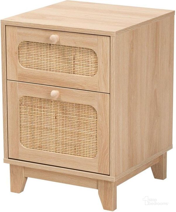 The appearance of Baxton Studio Elsbeth Mid Century Modern Light Brown Finished Wood and Natural Rattan 1 Drawer End Table designed by Baxton Studio in the transitional interior design. This brown piece of furniture  was selected by 1StopBedrooms from Elsbeth Collection to add a touch of cosiness and style into your home. Sku: LC22040701-Rattan-ET. Material: Wood. Product Type: End Table. Image1