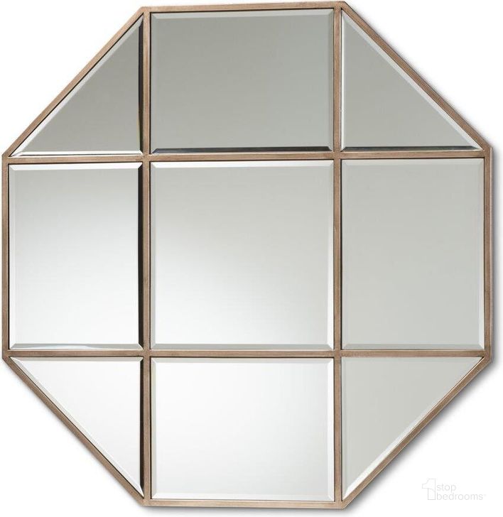 The appearance of Baxton Studio Enora Modern And Contemporary Antique Bronze Finished Metal Geometric Accent Wall Mirror designed by Baxton Studio in the modern / contemporary interior design. This bronze piece of furniture  was selected by 1StopBedrooms from Enora Collection to add a touch of cosiness and style into your home. Sku: RXW-10082. Product Type: Mirror. Material: MDF. Image1