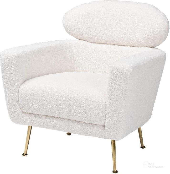 The appearance of Baxton Studio Fantasia Modern And Contemporary Ivory Boucle Upholstered And Gold Metal Armchair designed by Baxton Studio in the modern / contemporary interior design. This ivory piece of furniture  was selected by 1StopBedrooms from Fantasia Collection to add a touch of cosiness and style into your home. Sku: 222-Beige-CC. Material: Wood. Product Type: Arm Chair. Image1