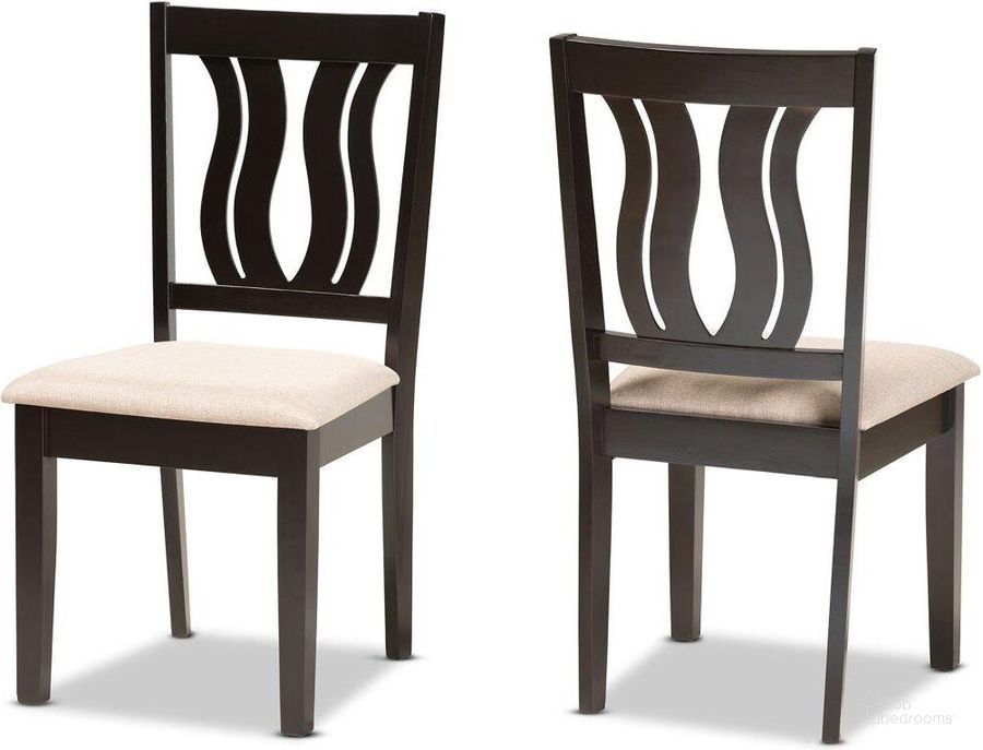 The appearance of Baxton Studio Fenton Modern And Contemporary Sand Fabric Upholstered And Dark Brown Finished Wood 2 Piece Dining Chair Set designed by Baxton Studio in the modern / contemporary interior design. This sand and dark brown piece of furniture  was selected by 1StopBedrooms from Fenton Collection to add a touch of cosiness and style into your home. Sku: RH338C-Sand/Dark Brown-DC-2PK. Product Type: Dining Chair. Material: Rubberwood. Image1