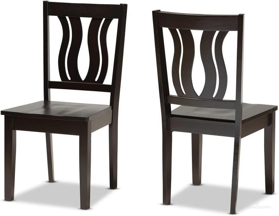 The appearance of Baxton Studio Fenton Modern And Contemporary Transitional Dark Brown Finished Wood 2 Piece Dining Chair Set designed by Baxton Studio in the modern / contemporary interior design. This dark brown piece of furniture  was selected by 1StopBedrooms from Fenton Collection to add a touch of cosiness and style into your home. Sku: RH338C-Dark Brown Wood Scoop Seat-DC-2PK. Product Type: Dining Chair. Material: Rubberwood. Image1