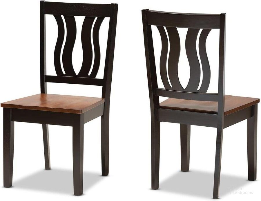 The appearance of Baxton Studio Fenton Modern And Contemporary Transitional Two Tone Dark Brown And Walnut Brown Finished Wood 2 Piece Dining Chair Set designed by Baxton Studio in the modern / contemporary interior design. This walnut brown piece of furniture  was selected by 1StopBedrooms from Fenton Collection to add a touch of cosiness and style into your home. Sku: RH338C-Dark Brown/Walnut Wood Scoop Seat-DC-2PK. Product Type: Dining Chair. Material: Rubberwood. Image1