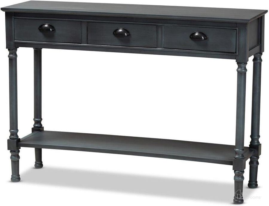 The appearance of Baxton Studio Garvey French Provincial Grey Finished Wood 3 Drawer Entryway Console Table designed by Baxton Studio in the transitional interior design. This grey piece of furniture  was selected by 1StopBedrooms from Garvey Collection to add a touch of cosiness and style into your home. Sku: JY20A373-Grey-Console. Product Type: Console Table. Material: MDF. Image1