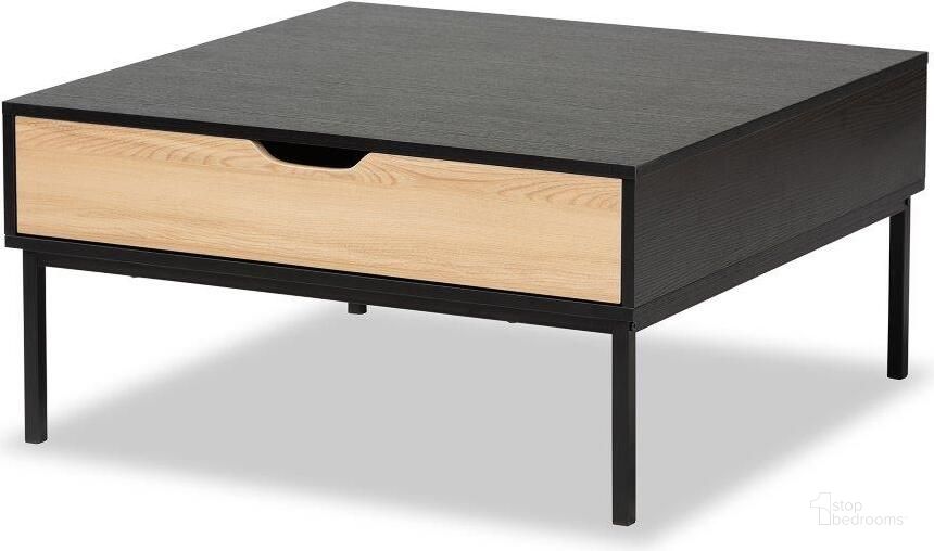 The appearance of Baxton Studio Haben Modern and Contemporary Two-Tone Oak Brown and Black Finished Wood Coffee Table designed by Baxton Studio in the modern / contemporary interior design. This oak brown piece of furniture  was selected by 1StopBedrooms from Haben Collection to add a touch of cosiness and style into your home. Sku: LCF20182-Black/Tan-CT. Material: Metal. Product Type: Coffee Table. Image1