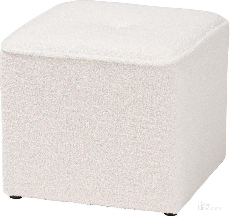 The appearance of Baxton Studio Isaiah Modern And Contemporary Ivory Boucle Upholstered Ottoman designed by Baxton Studio in the modern / contemporary interior design. This ivory piece of furniture  was selected by 1StopBedrooms from Isaiah Collection to add a touch of cosiness and style into your home. Sku: 1709A-Beige-Ottoman. Material: Wood. Product Type: Ottoman. Image1
