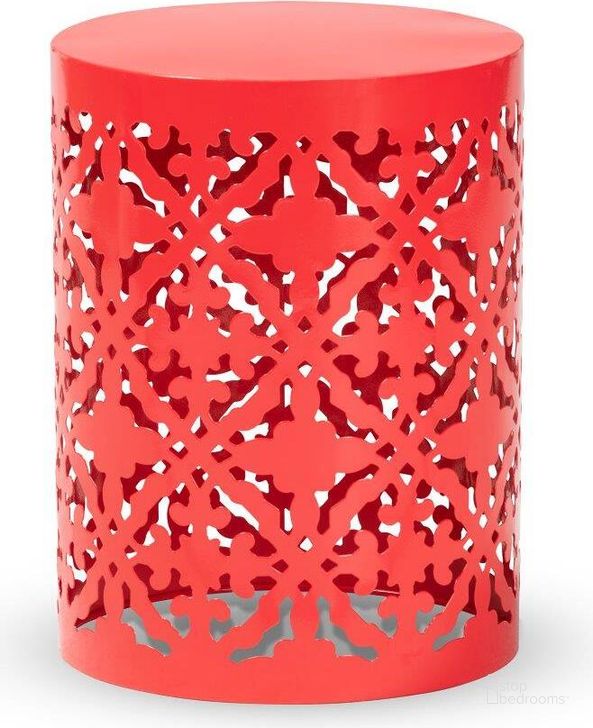 The appearance of Baxton Studio Jamila Modern and Contemporary Red Finished metal Outdoor Side Table designed by Baxton Studio in the modern / contemporary interior design. This red piece of furniture  was selected by 1StopBedrooms from Jamila Collection to add a touch of cosiness and style into your home. Sku: H01-104258 Red Metal Side Table. Material: Metal. Product Type: Side Table. Image1