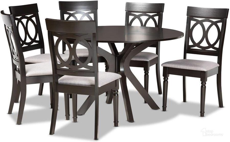 The appearance of Baxton Studio Jessie Modern And Contemporary Grey Fabric Upholstered And Dark Brown Finished Wood 7 Piece Dining Set designed by Baxton Studio in the modern / contemporary interior design. This grey and dark brown piece of furniture  was selected by 1StopBedrooms from Jessie Collection to add a touch of cosiness and style into your home. Sku: Jessie-Grey/Dark Brown-7PC Dining Set. Product Type: Dining Room Set. Material: Rubberwood. Image1