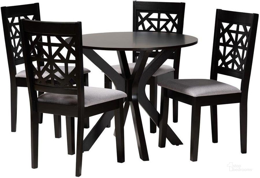 The appearance of Baxton Studio Karel Modern Grey Fabric and Espresso Brown Finished Wood 5 Piece Dining Set designed by Baxton Studio in the modern / contemporary interior design. This espresso brown piece of furniture  was selected by 1StopBedrooms from Karel Collection to add a touch of cosiness and style into your home. Sku: Karel-Grey/Dark Brown-5PC Dining Set. Product Type: Dining Room Set. Material: Rubberwood. Image1