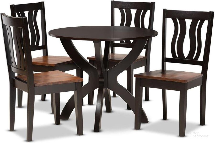 The appearance of Baxton Studio Karla Modern And Contemporary Transitional Two Tone Dark Brown And Walnut Brown Finished Wood 5 Piece Dining Set designed by Baxton Studio in the modern / contemporary interior design. This walnut brown piece of furniture  was selected by 1StopBedrooms from Karla Collection to add a touch of cosiness and style into your home. Sku: Karla-Dark Brown/Walnut-5PC Dining Set. Product Type: Dining Room Set. Material: Rubberwood. Image1