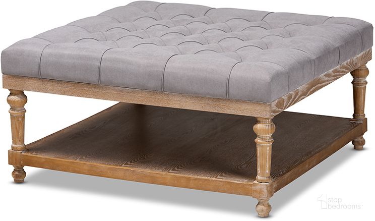 The appearance of Baxton Studio Kelly Modern and Rustic Grey Linen Fabric Upholstered and Greywashed Wood Cocktail Ottoman designed by Baxton Studio in the rustic / southwestern interior design. This gray wash piece of furniture  was selected by 1StopBedrooms from Kelly Collection to add a touch of cosiness and style into your home. Sku: JY-0001-Grey/Greywashed-Otto. Material: Polyester. Product Type: Ottoman. Image1