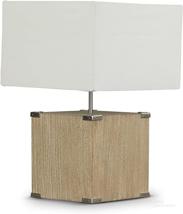 The appearance of Baxton Studio Kostka Wood And Fabric Lamp designed by Baxton Studio in the traditional interior design. This white and brown piece of furniture  was selected by 1StopBedrooms from Kostka Collection to add a touch of cosiness and style into your home. Sku: DEK42MG GN. Product Type: Table Lamp. Image1