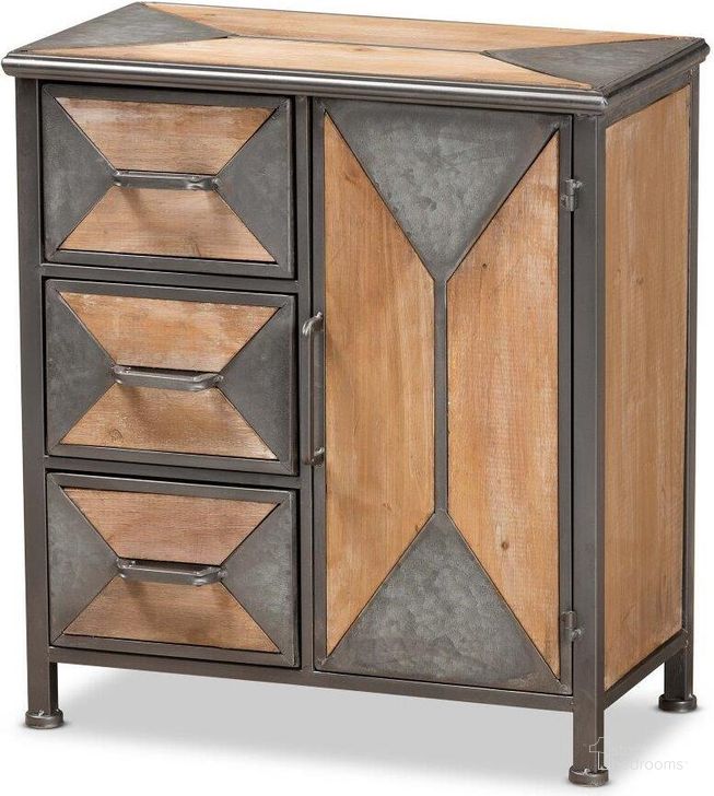 The appearance of Baxton Studio Laurel Rustic Industrial Antique Grey Finished Metal And Whitewashed Oak Brown Finished Wood 3 Drawer Accent Storage Cabinet designed by Baxton Studio in the rustic / southwestern interior design. This brown and grey piece of furniture  was selected by 1StopBedrooms from Laurel Collection to add a touch of cosiness and style into your home. Sku: AM19136-Oak/Grey-Cabinet. Material: Wood. Product Type: Storage Cabinet. Image1