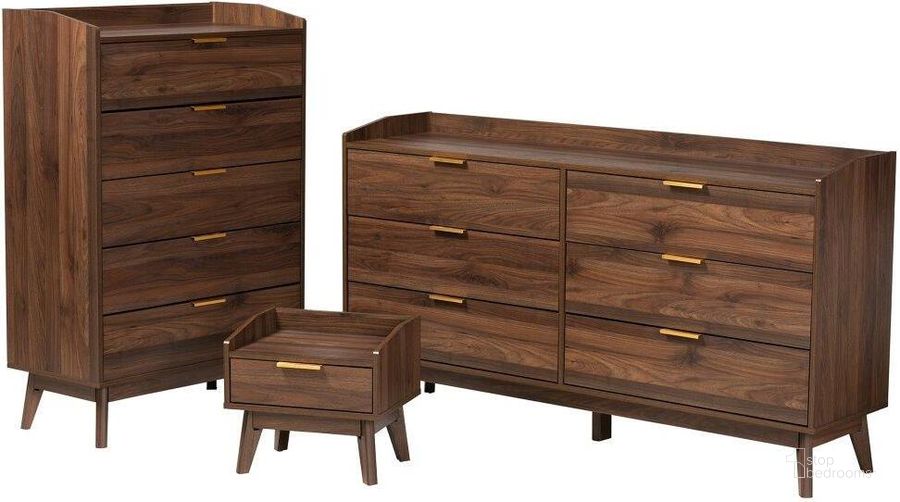 The appearance of Baxton Studio Lena Mid-Century Modern Walnut Brown Finished Wood 3-Piece Storage Set designed by Baxton Studio in the transitional interior design. This walnut brown piece of furniture  was selected by 1StopBedrooms from Lena Collection to add a touch of cosiness and style into your home. Sku: LV4ST4240WI-Columbia-3PC Storage Set. Product Type: Dresser. Material: MDF. Image1