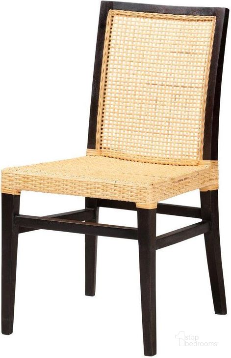 The appearance of Baxton Studio Lingga Modern Bohemian Dark Brown Mahogany Wood and Natural Rattan Dining Chair designed by Baxton Studio in the coastal interior design. This dark brown piece of furniture  was selected by 1StopBedrooms from Lingga Collection to add a touch of cosiness and style into your home. Sku: Lingga-Mahogany-DC. Material: Wood. Product Type: Dining Chair. Image1