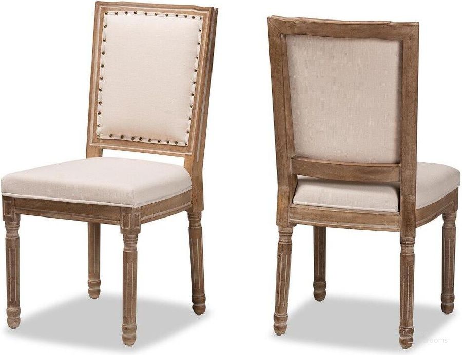 The appearance of Baxton Studio Louane Traditional French Inspired Beige Fabric Upholstered And Antique Brown Finished Wood 2-Piece Dining Chair Set designed by Baxton Studio in the traditional interior design. This antique brown piece of furniture  was selected by 1StopBedrooms from Louane Collection to add a touch of cosiness and style into your home. Sku: W-LOUIS-R-04-Antique/Beige-Chair. Material: Wood. Product Type: Dining Chair. Image1