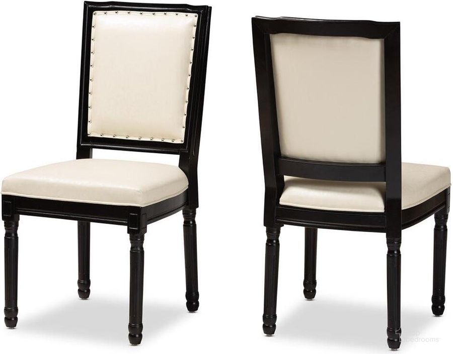 Baxton Studio Louis Traditional French Inspired Grey Fabric Upholstered and White Finished Wood 2 Piece Dining Chair Set