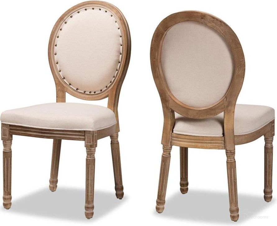 The appearance of Baxton Studio Louis Traditional French Inspired Beige Fabric Upholstered And Antique Brown Finished Wood 2-Piece Dining Chair Set designed by Baxton Studio in the traditional interior design. This antique brown piece of furniture  was selected by 1StopBedrooms from Louis Collection to add a touch of cosiness and style into your home. Sku: W-LOUIS-O-03-Antique/Beige-Chair. Material: Wood. Product Type: Dining Chair. Image1