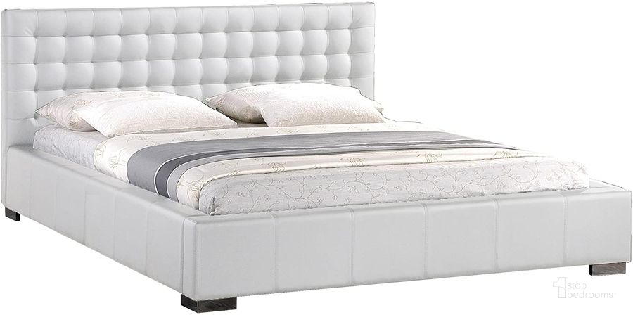 The appearance of Baxton Studio Madison White Modern Bed With Upholstered Headboard (Queen Size) designed by Baxton Studio in the modern / contemporary interior design. This white piece of furniture  was selected by 1StopBedrooms from Madison Collection to add a touch of cosiness and style into your home. Sku: BBT6183-White-Bed. Bed Type: Platform Bed. Product Type: Platform Bed. Bed Size: Queen. Material: MDF. Image1