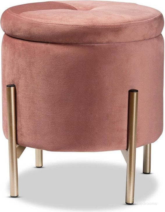 The appearance of Baxton Studio Malina Contemporary Glam and Luxe Pink Velvet Fabric Upholstered and Gold Finished Metal Storage Ottoman designed by Baxton Studio in the glam interior design. This pink piece of furniture  was selected by 1StopBedrooms from Malina Collection to add a touch of cosiness and style into your home. Sku: FZD200335-Blush Pink Velvet-Ottoman. Material: Wood. Product Type: Ottoman. Image1