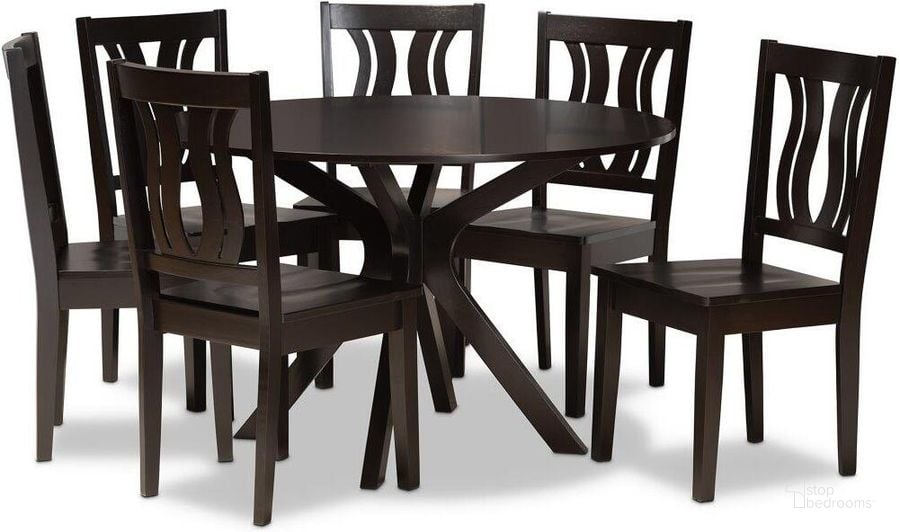 The appearance of Baxton Studio Mare Modern And Contemporary Transitional Dark Brown Finished Wood 7 Piece Dining Set designed by Baxton Studio in the modern / contemporary interior design. This dark brown piece of furniture  was selected by 1StopBedrooms from Mare Collection to add a touch of cosiness and style into your home. Sku: Mare-Dark Brown-7PC Dining Set. Product Type: Dining Room Set. Material: Rubberwood. Image1