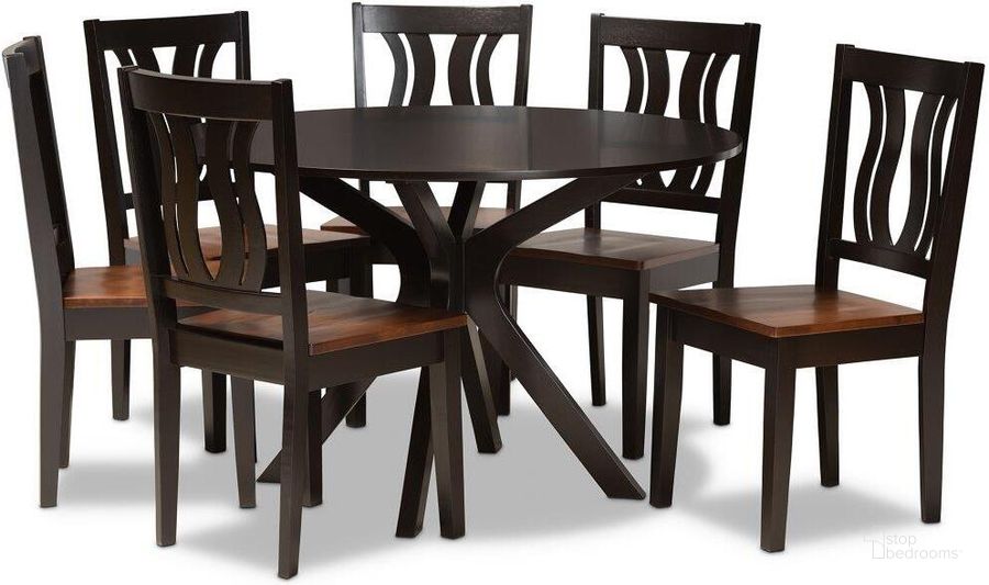 The appearance of Baxton Studio Mare Modern And Contemporary Transitional Two Tone Dark Brown And Walnut Brown Finished Wood 7 Piece Dining Set designed by Baxton Studio in the modern / contemporary interior design. This walnut brown piece of furniture  was selected by 1StopBedrooms from Mare Collection to add a touch of cosiness and style into your home. Sku: Mare-Dark Brown/Walnut-7PC Dining Set. Product Type: Dining Room Set. Material: Rubberwood. Image1