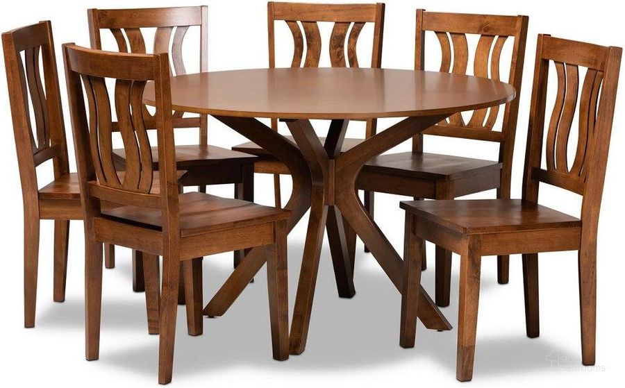 The appearance of Baxton Studio Mare Modern And Contemporary Transitional Walnut Brown Finished Wood 7 Piece Dining Set designed by Baxton Studio in the modern / contemporary interior design. This walnut piece of furniture  was selected by 1StopBedrooms from Mare Collection to add a touch of cosiness and style into your home. Sku: Mare-Walnut-7PC Dining Set. Product Type: Dining Room Set. Material: Rubberwood. Image1