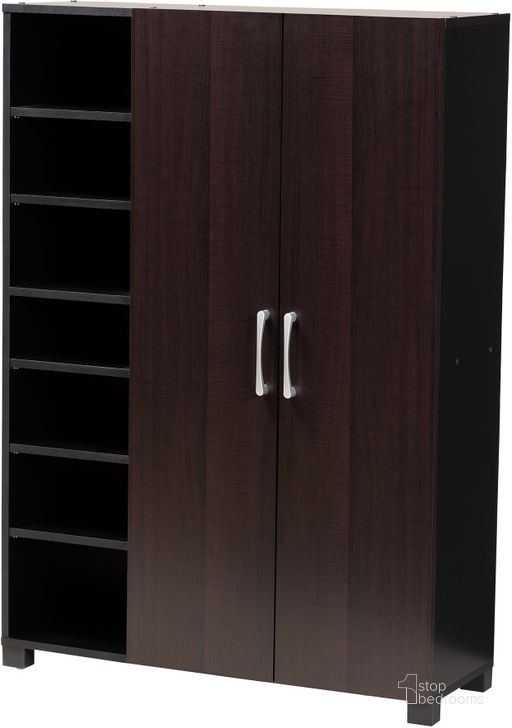 The appearance of Baxton Studio Marine Modern and Contemporary Two-Tone Wenge and Black Finished 2-Door Wood Entryway Shoe Storage Cabinet with Open Shelves designed by Baxton Studio in the modern / contemporary interior design. This wenge piece of furniture  was selected by 1StopBedrooms from Marine Collection to add a touch of cosiness and style into your home. Sku: SESC296-Wenge-Shoe Cabinet. Product Type: Shoe Cabinet. Material: Rubberwood. Image1